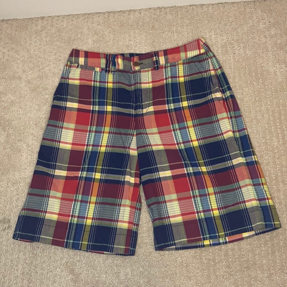Multi-color Plaid Polo Shorts
